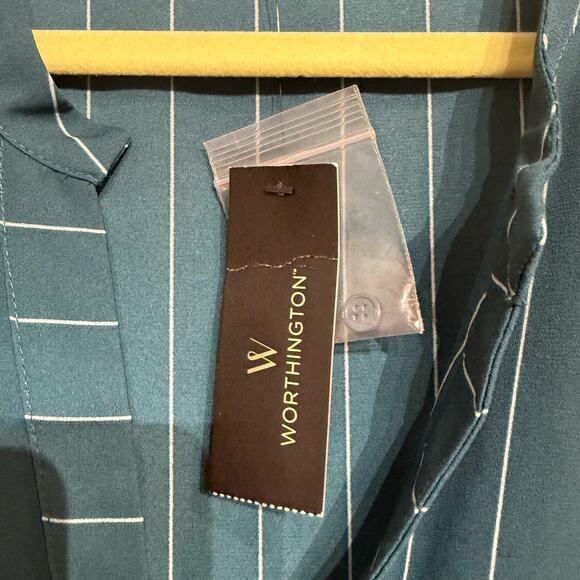 Worthington Green Striped V-Neck Tunic Blouse Sz XL NWT - Picture 6 of 12